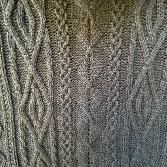 eight eight eight 100% Cotton Gray Cabled Cowl-neck Chunky Sweater Vest Small - Picture 9 of 13